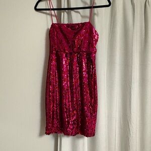 Pink Sequin Mini Dress